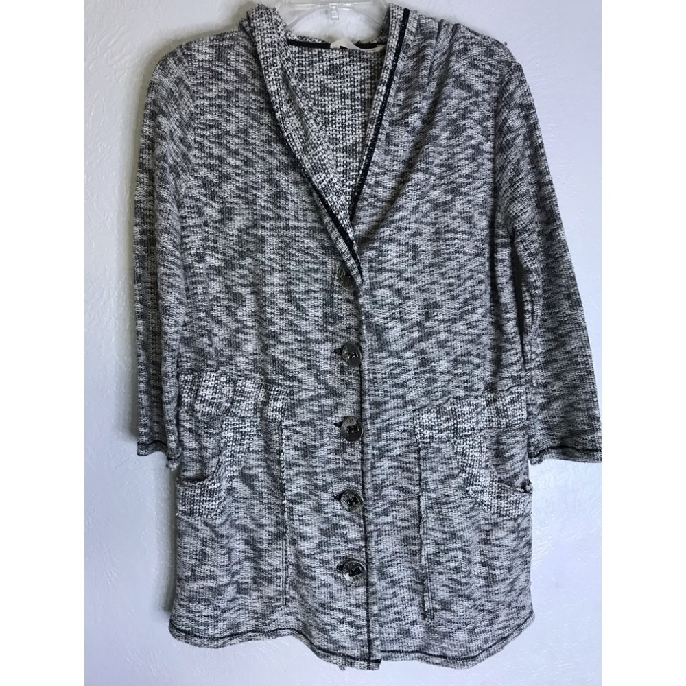 Soft sorroundings 3/4 sleeve hooded grey sweater XS fits M